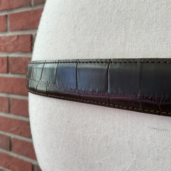 Brown Alligator Sterling Silver 925 Buckle Men’s Luxurious Belt Size 115/100 NEW - Picture 14 of 15